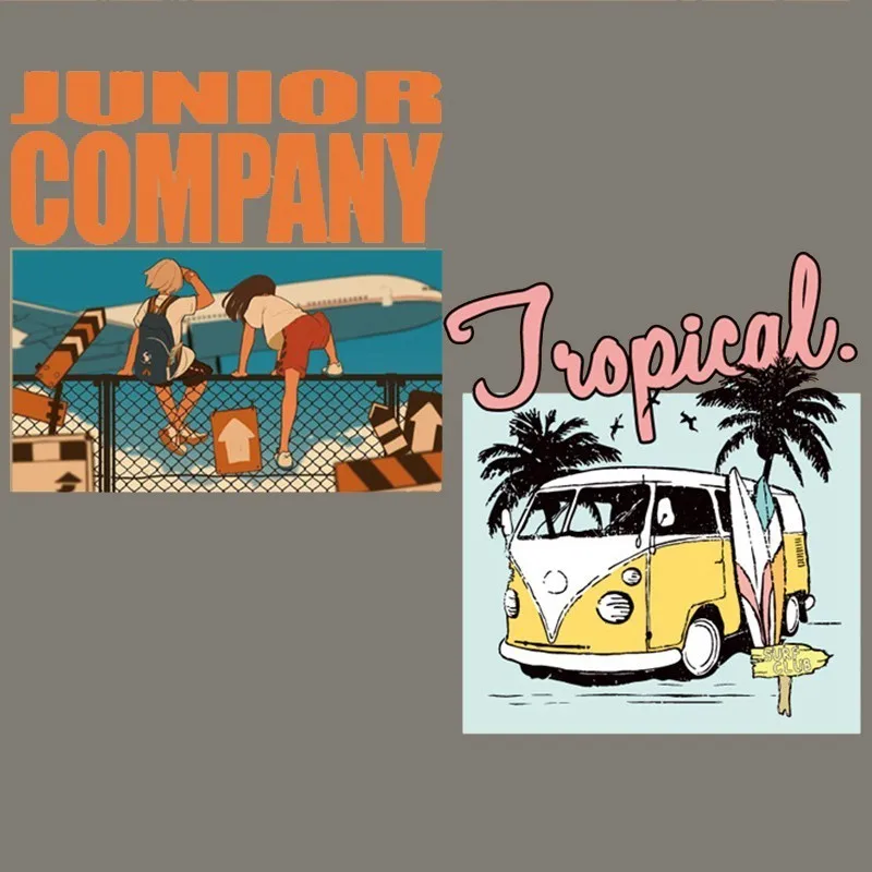 

Japanese Anime Patches Iron On Transfers For T shirt Clothes Summer Bus Vinyl Hotsale Heat Thermal Transfer Stickers Appliques