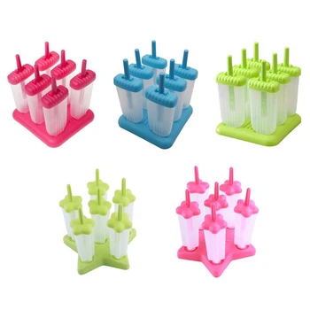 

6 Grids Silicone Ice Tray Summer Ice Cream Maker Molds DIY Ice Cream Tubs Ice Cream Maker Mould with Stand Kitchen Tools