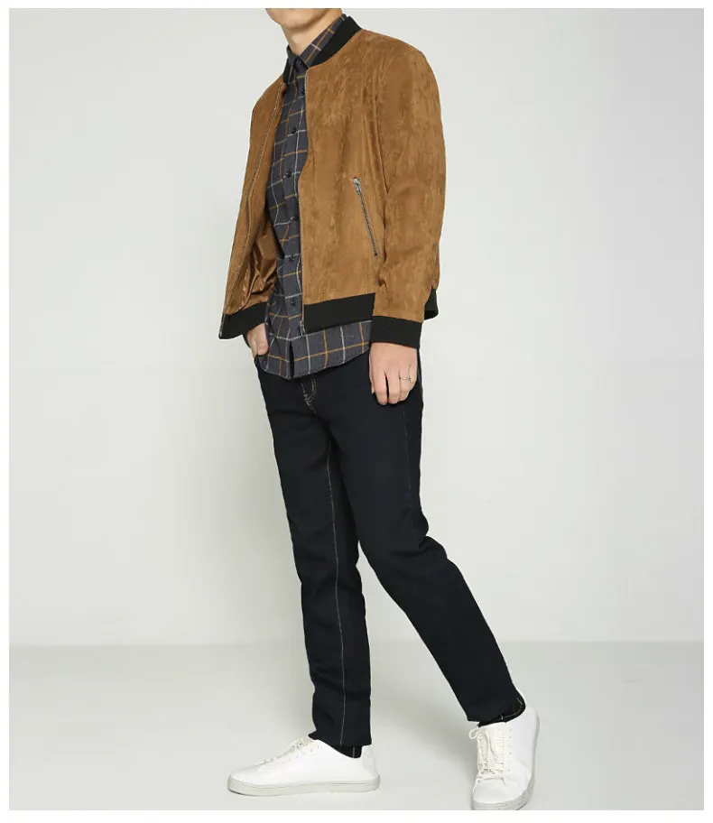 Jacket Men High Quality Autumn Baseball Collar Suede Spring Mens Jacket Coat Male Winter Warm Camel Size M L XL XXL 3XL 2018 New-03
