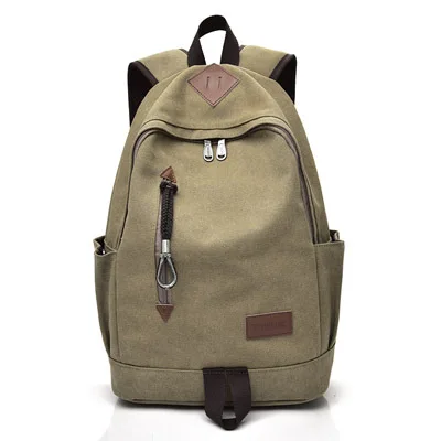 СКИОНЕ Стильный винтажный большой рюкзак Для мужчин / женщин путешествий Рюкзак подростков чёрный/коричневый - Цвет: Хаки