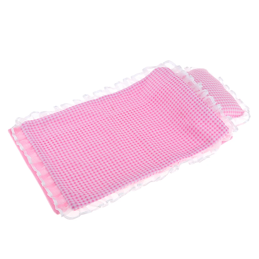 Lovely Dollhouse Bedding Set Fashion doll bedding accessories  for 25cm MellChan Dolls Accessories Pink Plaid  or similar size