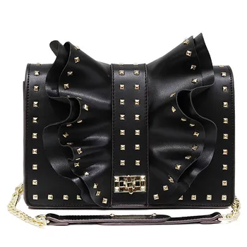 

Luxury Fashion Ruched Rivet Chain Shoulder Messenger Bags High Quality Famous Designer Women Purse and Handbags Channel Bags
