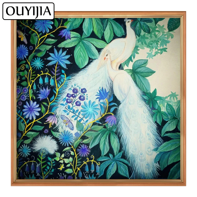 OUYIJIA 5D DIY искусство белый павлин Алмазная картина украшение для дома вышивка