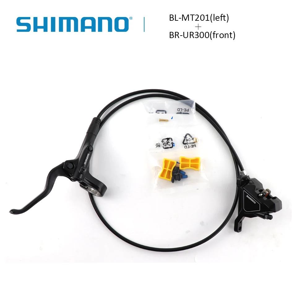 SHIMANO BL-MT201 рычаг тормоза+ BR-UR300 Гидравлический дисковый тормоз с B01S Смола дисковые Тормозные колодки включая шланг SM-BH59