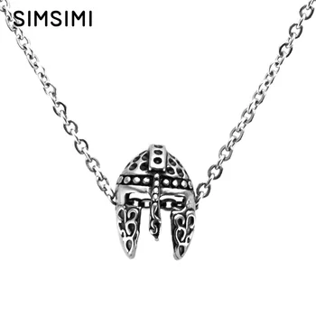 

Simsimi Knight Helmet Necklace fashion style men daily choker Stainless steel rolo chain necklaces wholesale 10pcs