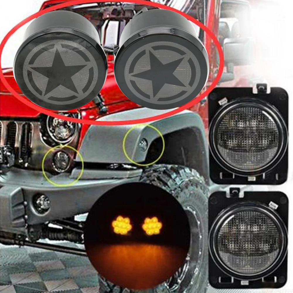 

For Jeep JK Accessories Front Fender Smoked LED Turn Signal Side Marker Light For Jeep Wrangler LED Side Marker Lamp