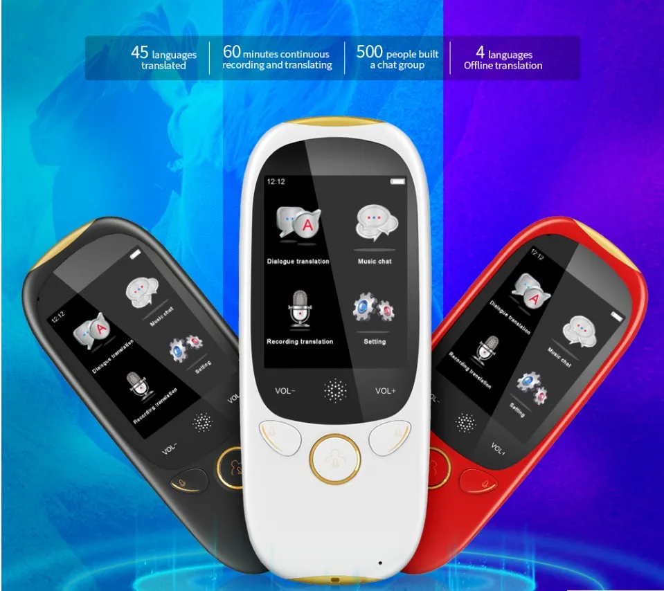 

AI 2.0 Inch Screen K1 Voice translator Smart Translator 45 Multi-language Global Travel & Business Translation Machine