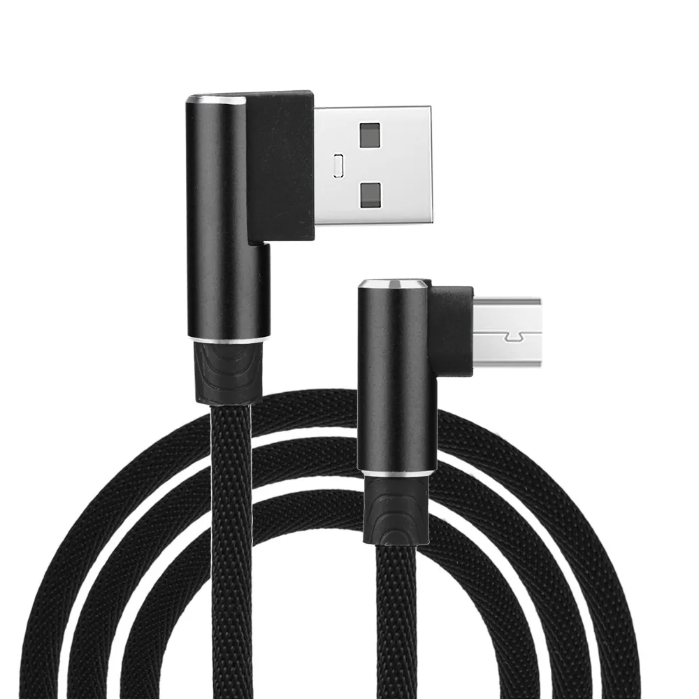 1 м Micro USB телефонный кабель 90 градусов под углом L форма V8 USB 2,0 зарядный кабель для передачи данных для телефона универсальные телефонные кабели# YL5