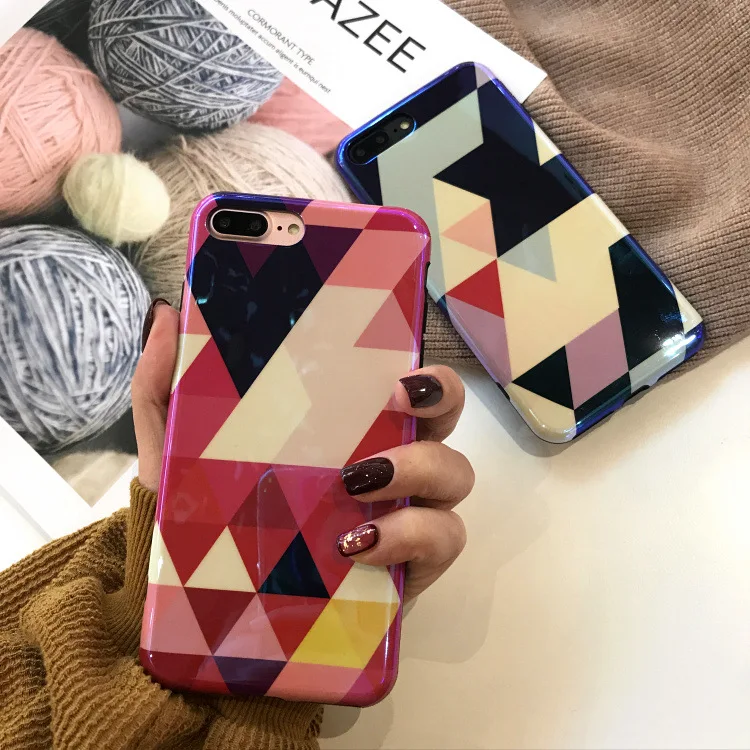 

phone case for iPhone7 7Plus 6 6s 6plus 6splus 8 8Plus X XS soft TPU geometric figure Anti fall laser blue light technology