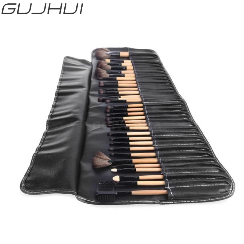 

GUJHUI 32 PCS Pro Makeup Cosmetic Brushes Wood Brushes Kit Brush Set in Pouch Case with high quality