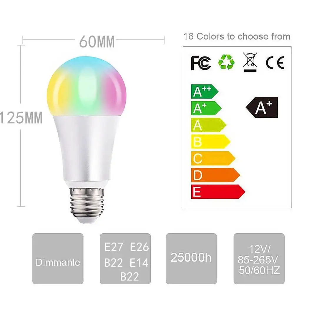 Светодиодный 10 W лампы RGB Красочные Dimmable Multi-function-20 ~ + 40C огни на дистанционном управлении более 30000 H Kit 130g