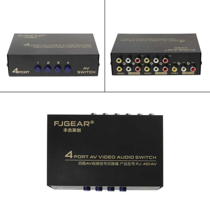 

Free postage 4-Port 4 Input 1 Output AV Audio Video RCA Switch Selector Adapter Splitter Box