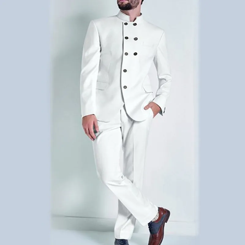 Hot Sale White Groom Men Suit Tuxedo Coat Pant Designs Double