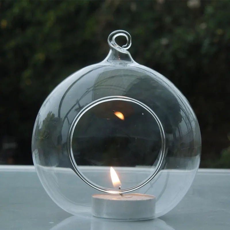 Маленькая упаковка круглый нижний стеклянный шар с одним открытым подвесной стеклянный террариум ваза Свадебная бутафория для украшения