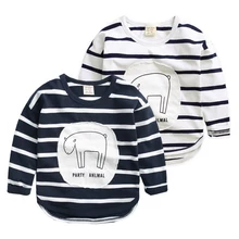 2016 Children’s spring clothing baby boy girl striped cotton long sleeve T-shirt kid girl autumn casual children blouses 1034 26