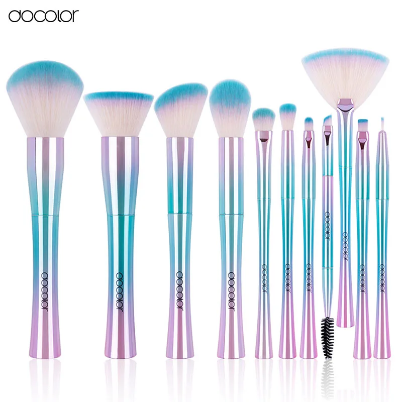 

Docolor 11pcs High Quality Soft Synthetic Hair Professional Foundation Makeup Brushes Eyeliner Lip Contour Highlight Brushes