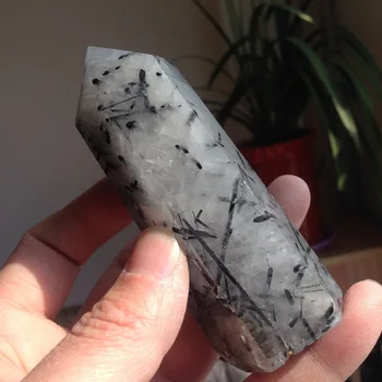 

222g High Quality natural stones and minerals Black quartz crystals Tourmaline home decoration feng shui Milk wands healing