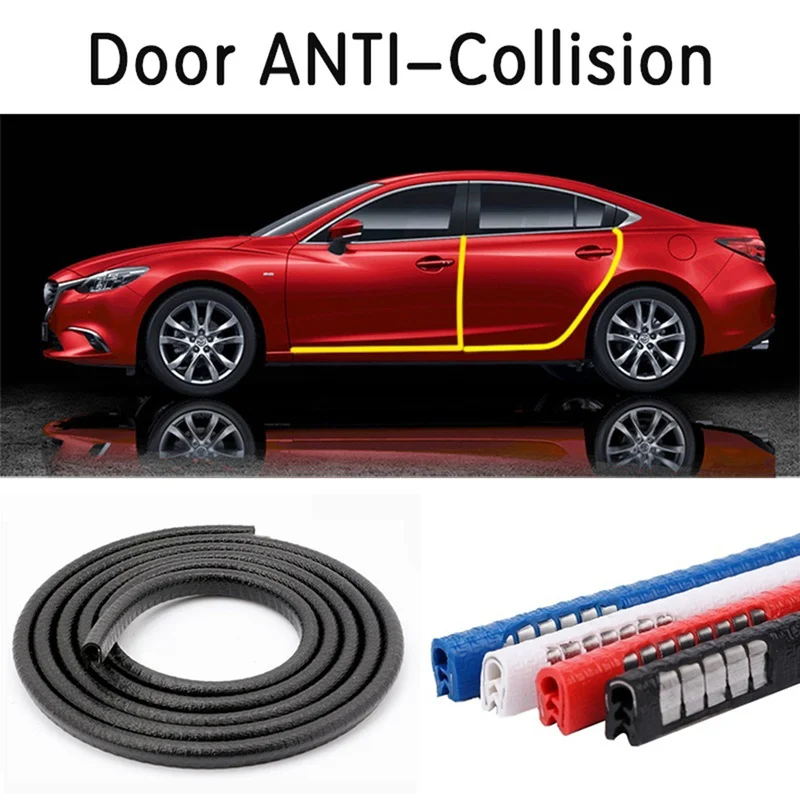 

5M Universal Car Door Anti Collision Strip with Steel Bumper Trim Edge Scratch Protector Sealing Guard Decoration Car Styling