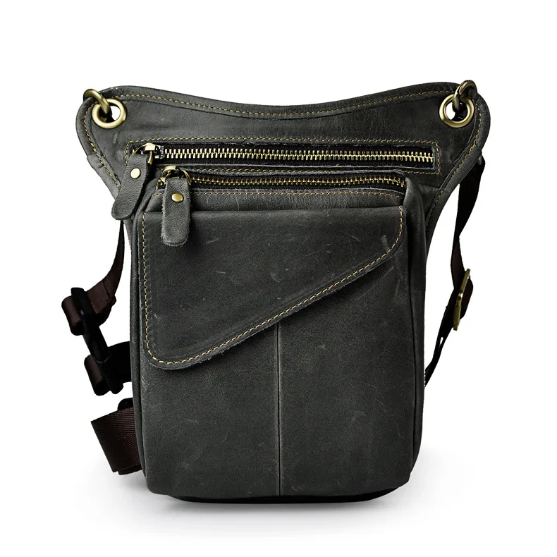 

Vintage Genuine Leather Waist Drop Leg Packs Men Fashion Waist Shoulder Bag Male High Quality Small Pouch Cowhide Phone Bags