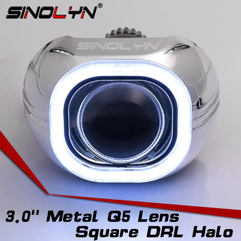 SINOLYN фары линзы H4 Биксенон проектор Комплект Q5 D2S HID лампы квадратный COB светодиодный объектив ангельские глазки автомобильные аксессуары модификация DIY - изображение