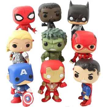 

9 pcs/set 10cm Marvel Avengers Spider Man Iron Man Hulk Captain America Cute Action Figure Toy Collection Car Mounted Ornament