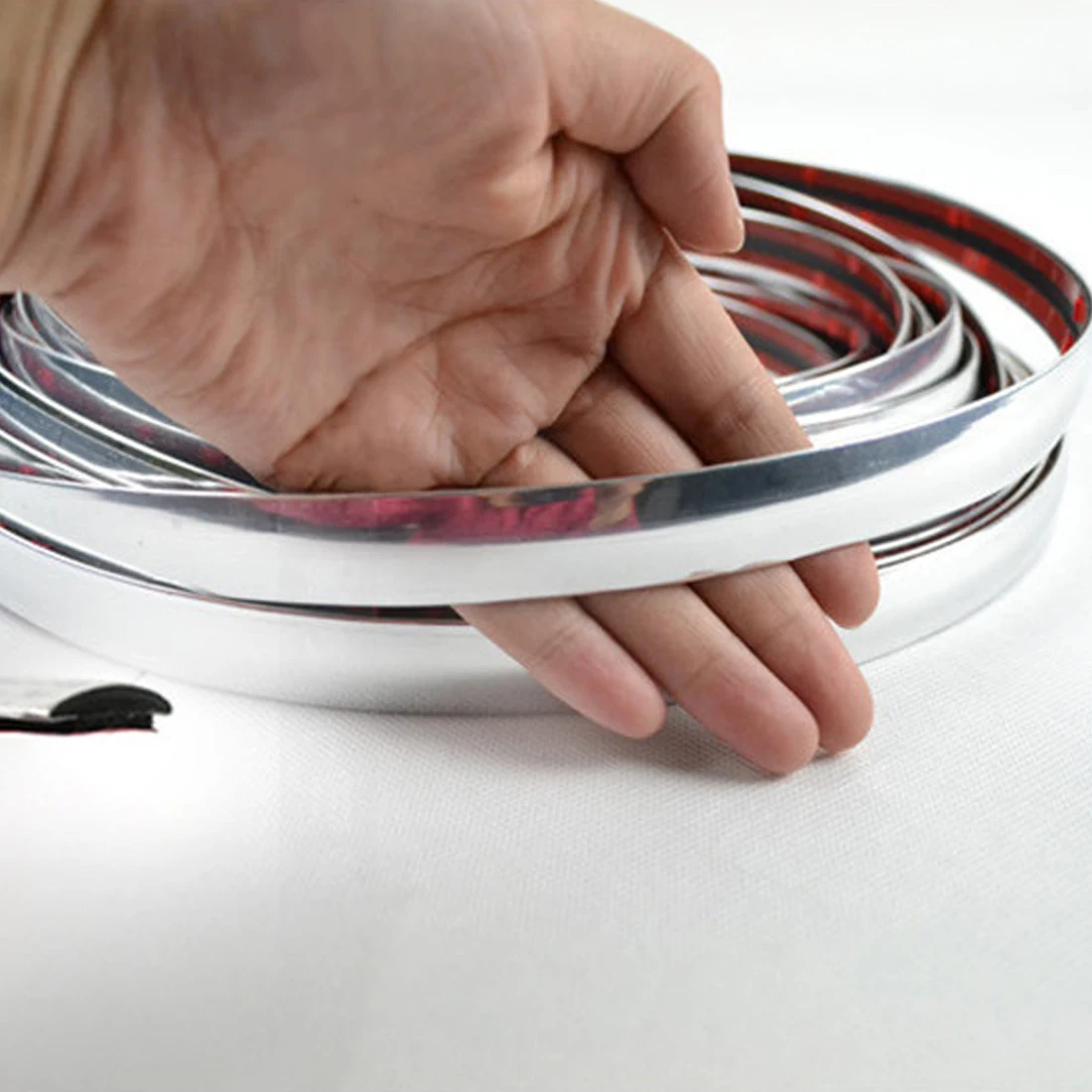 

Dewtreetali Hot 15m*10mm Silver Car Chrome Styling Decoration Moulding Anti-sractch Trim Strip Tape Auto DIY Protective Sticker