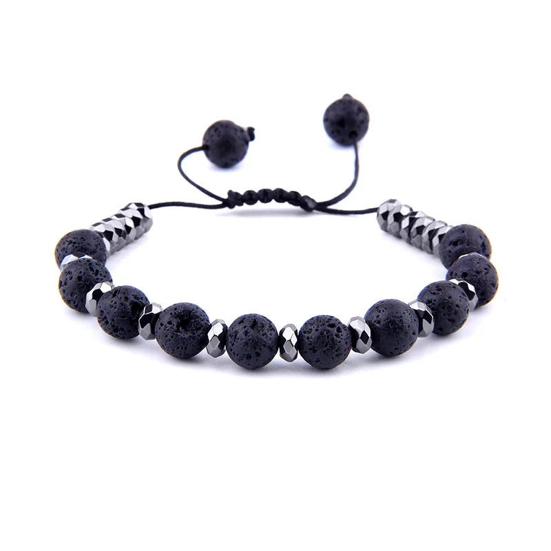 

New Simple Round Black Beaded Bracelets For Men Women Handmade Adjustable Rope Chain Jewelry Fashion Couple Bracelets & Bangles
