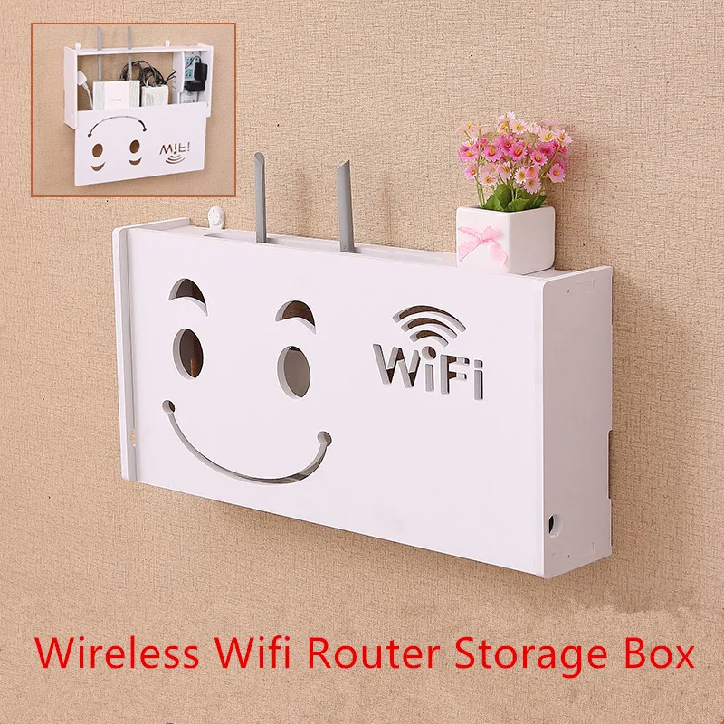 Eco-Friendly Wood Plastic Board Wooden Wireless Wifi Router Storage box Wall Hangings Power Strip Storage Rack Home Decor