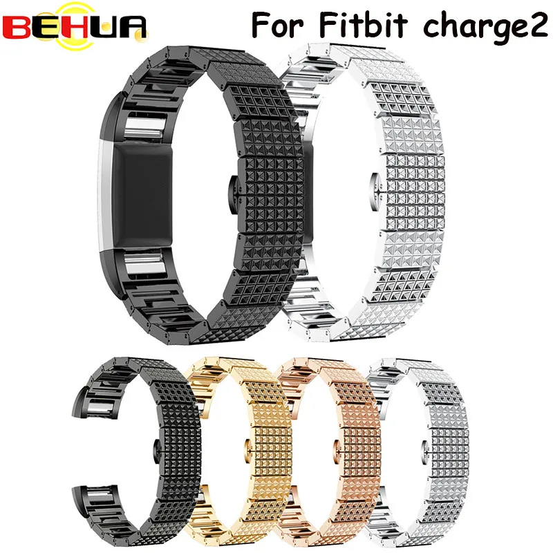 

For Fitbit Charge 2 Band Metal Stainless Steel Band For Charge2 Strap Smart Bracelet Replac Watches Bands Strap New Embossing