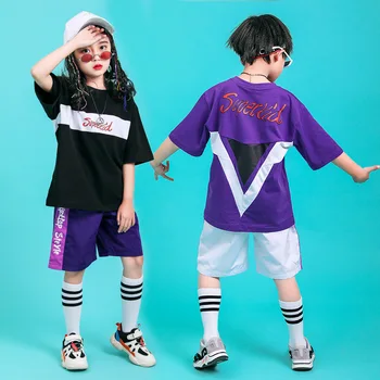 

Kids Hiphop Dance Costume Fashion Jazz Stage Wear Street Dance Performance Clothing Sport Clothes Dancing Rave Outfit DC2203