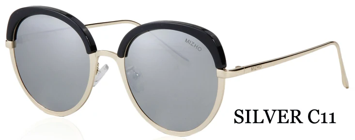 MIZHO бренд Future медные Металлические поляризованные солнцезащитные очки для женщин Кошачий глаз Зеркальные розовые UV400 овальные очки женские солнцезащитные очки прозрачные визуальные - Цвет линз: WPGJ168 silver c11