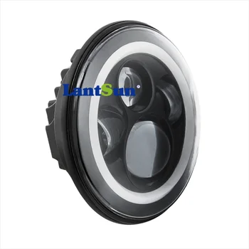 

Hot sale super bright 40w 7inch round hi/lo Led headlight with halo ring DRL for wrangler JK CJ TJ LJ Hummer H1 H2 H3 Lantsun