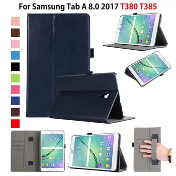

Case for Samsung Galaxy Tab A 8.0 T380 T385 2017 8.0 inch Cover Funda Tablet Luxury PU Leather Hand Belt Holder Stand Shell