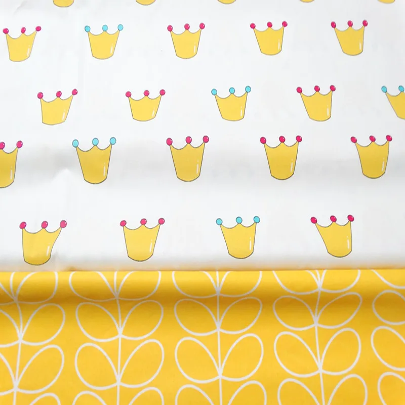 

Crown Leaves Print 100% Cotton Twill Fabric Patchwork The Cloth Tissue Tilda For Diy Sewing Craft Bedding Home Textile Material