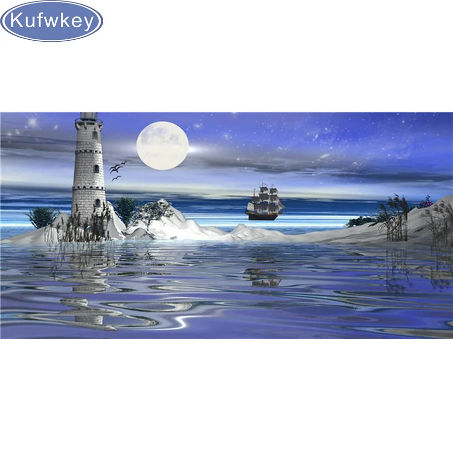 

Diy Diamond Paintings Sea view Lighthouse Painting Rhinestone Diamond Embroidery Cross Stitch sailing Needlework Diamond Pattern