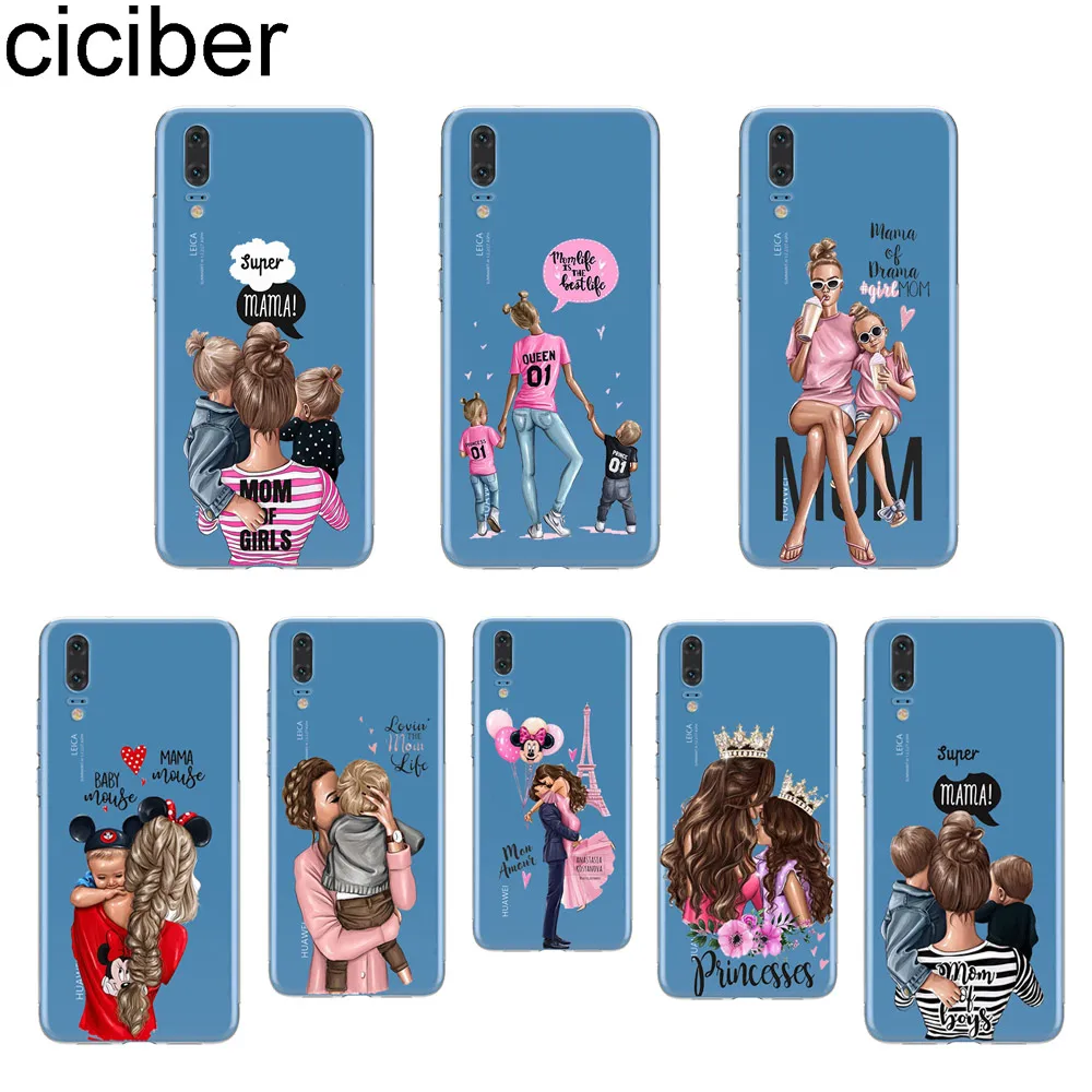 

ciciber Fashion Queen Super Mom For Huawei P20 P10 P9 P8 Pro Plus Lite 2017 Soft TPU Silicone Clear Phone Cases Coque Fundas