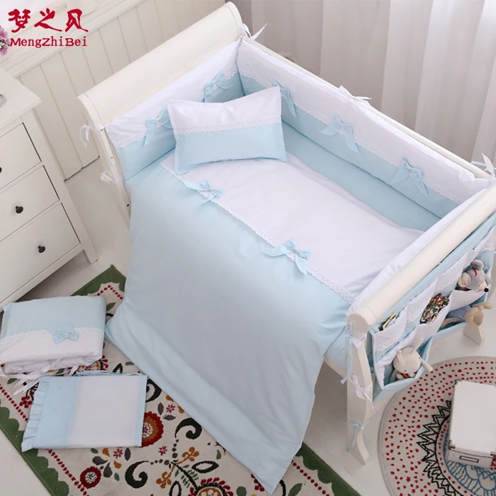 

7Pcs 100%Cotton Baby Fence Bed Sheets Thickening Babies Bumper Baby Crib Bumpers Bedding Cartoon Baby Bedding Sets Bed Safety