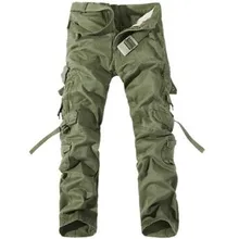Новинка года Для мужчин брюки-карго PantsArmy зеленый большие карманы украшения мужские повседневные брюки легко мыть мужской осень армейские брюки плюс размер 42