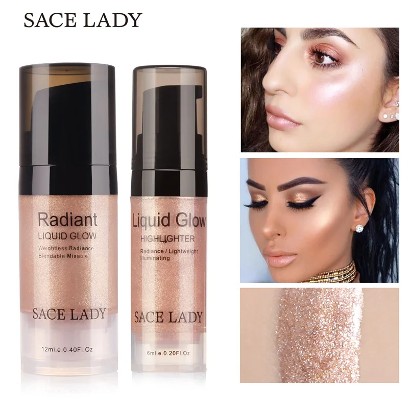 SACE LADY 6/12/18 мл Pro Жидкий Макияж хайлайтер крем консилер мерцающий светящийся для