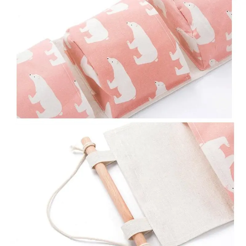 1 قطعة فلامنغو نمط متعدد الطبقات جيوب الباب جدار القطن الكتان حقيبة تخزين قابلة للحمل مجوهرات التجميل أشتات المنظم 49116