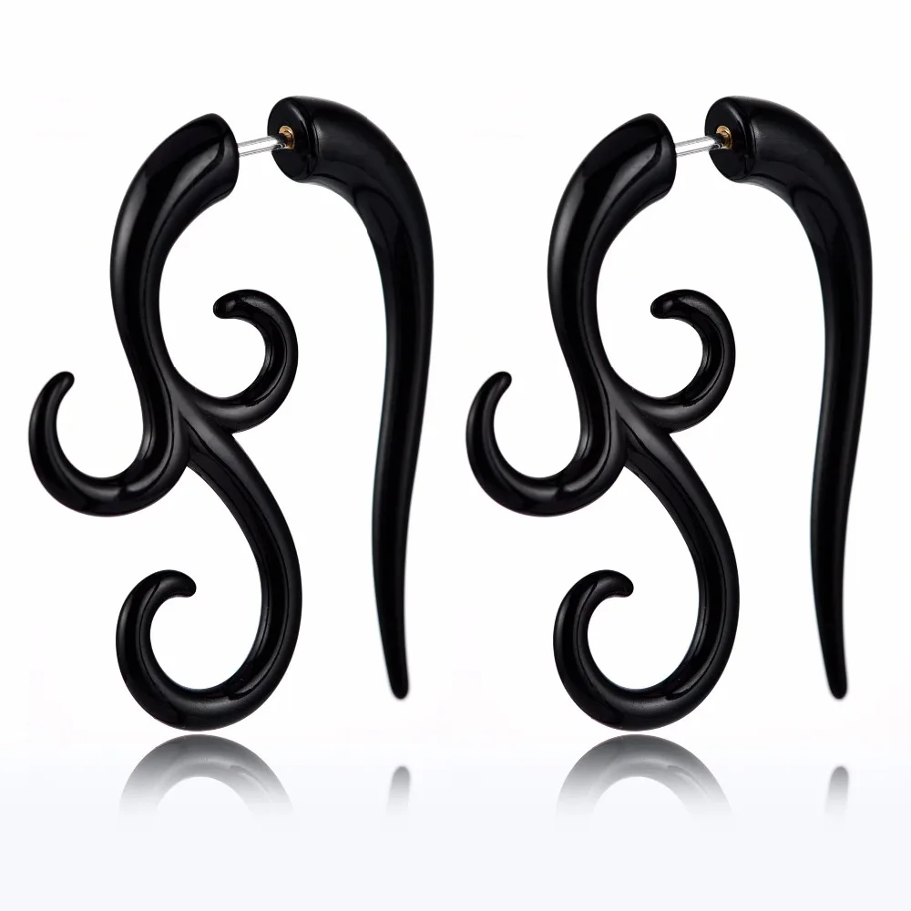 Fashion Unisex Black Spiral Snail Ear Cuff Earrings Cool Gothic Punk Geometric Stud Earring Men Women Rock Party Jewelry | Украшения и