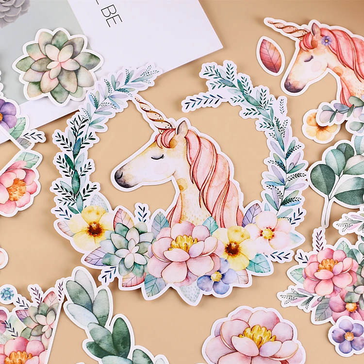 

Unicorn suitcase sticker waterproof tide card travel box sticker Decoration Ablum Diary Scrapbooking Label Sticker Stationery