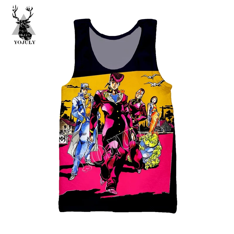 YOJULY Summer Unisex sleeveless shirts 3D Print Anime JoJo Bizarre Adventure Men Vest Women Casual Funny Tops Clothing Ve23