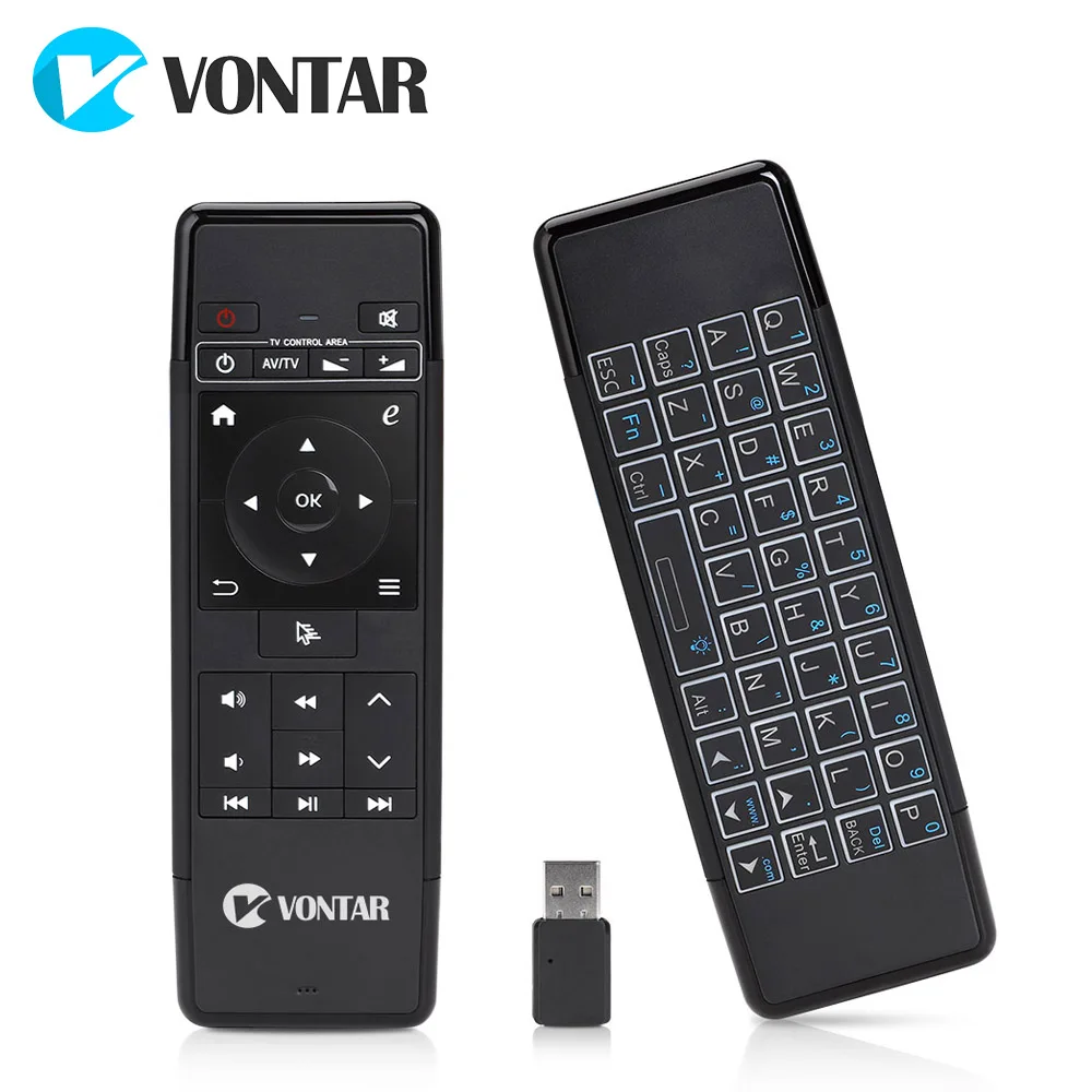 Vontar-teclado sem Fio e Controle Remoto Mouse de ar de 24 Ghz Eixos Aprendizado por Infravermelho Retroiluminado Recarregável Android tv Box pc - Imagem 4
