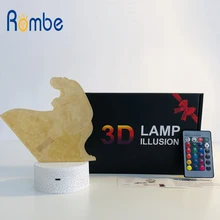 3D иллюзия динозавра 7 цветов светодиодный пульт дистанционного управления Сенсорный спальный ночник светится в темноте игрушки лампа в виде динозавра подарок на день рождения для мальчика