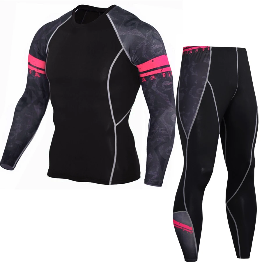 

Cool 2018 Sportswear Sets Men Compression Cycling Base Layers Joggers Quick Dry Trousers Fitness Crossfit Mens Leggings MMA Fash