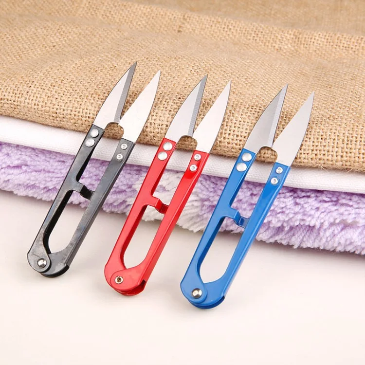 

1Pc Multicolor Sewing Scissors U Shape Scissors Sewing Embroidery Thrum Yarn Shears Metal Scissors for Needlework Fabric