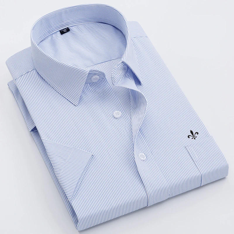 Kopen Dudalina 2019 Zomer Mannen Shirt Korte Mouwen Plaid Gestreepte Mode Werk Casual Shirt Man Formele Shirt Camisa Sociale Masculi