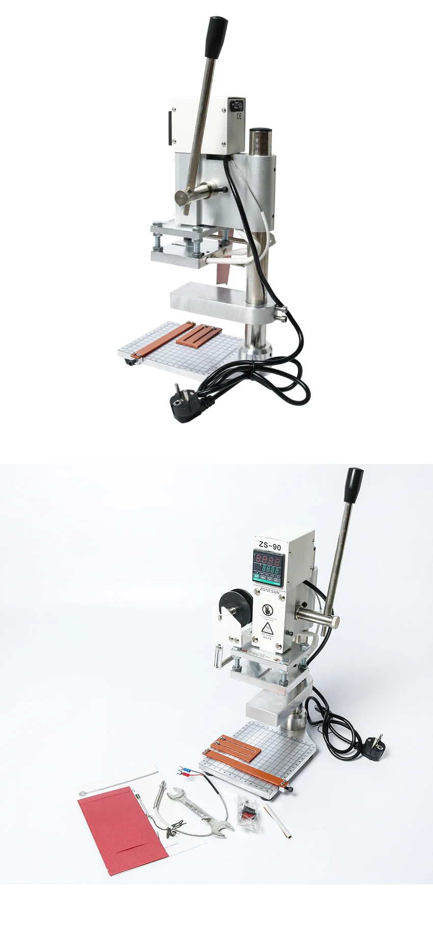 ZONESUN машина для горячего тиснения фольгой ручная Бронзирующая машина с рабочим столом для ПВХ карты кожи и бумажный кошелек мешок
