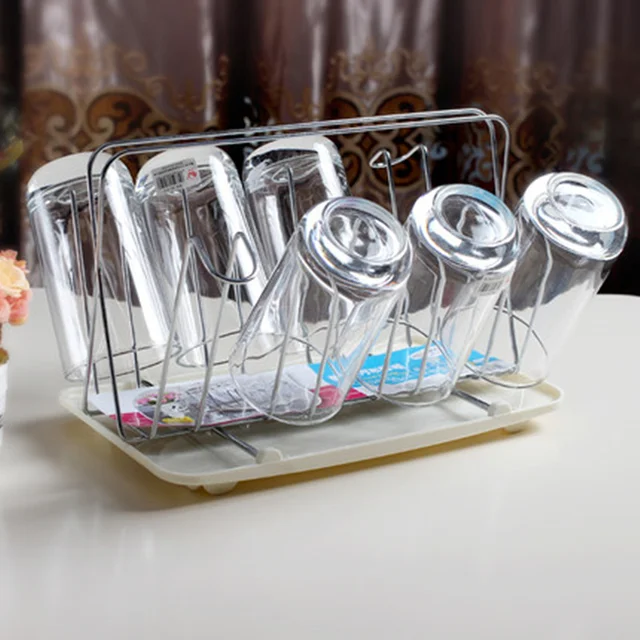Stainless steel square cup holder with tray Bottle Drying Rack